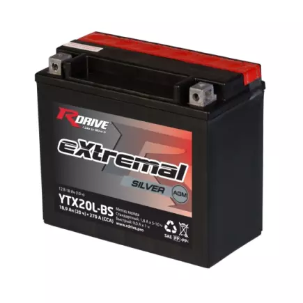 RDrive extremal SILVER 12V 18,9Ah (YTX20L-BS) AGM RDrive extremal SILVER 12V 18,9Ah (YTX20L-BS) AGM